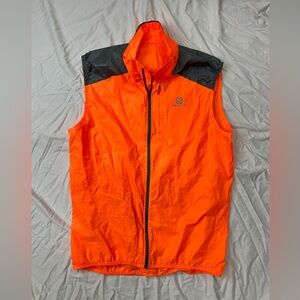 Salomon Cycling Windbreaker best Men's Vibrant Orange and Black Vest